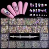 Nagelkonstdekorationer Crystal AB 3D flatback Glass Nail Art Rhinestones Fancy Shaped Crystals Stones for DIY Nails Art Decorations 231202