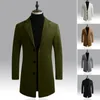 Casacos de Trench Masculinos na Moda Homens Jaqueta Cor Sólida Quente Inverno Slim-Fiting Pure Coat