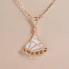 Ожерелье BVL в форме веера из цельного золота с перламутром и агатом, юбка-ракушка, ожерелья с подвесками, розовое золото, оригинальное стандартное ожерелье