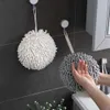 New Cleaning Cloths Chenille Hand Towels Kitchen Bathroom Hand Towel Ball with Hanging Loops Quick Dry Soft Absorbent Microfiber Towels