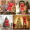 Juldekorationer 110/170 cm Santa Claus Climbing Wall Decation Hanging Clothes Christmas Ornament för inomhus utomhus trädgård hem dekor navidad 231207