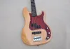 4 strängar Natural Wood Color Ash Electric Bass Guitar med 20 Frets Rosewood Freboard Red Pearl PickGuard Anpassningsbar