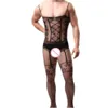 Hommes mode vêtements de nuit Lingerie hommes résille body mari cadeau mâle sous-vêtements Sexy combinaison fronde nuit livraison directe