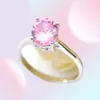 LuckyShine rond topaze anneaux 925 argent rose cubique zircone fête femmes bague taille 7 8 9232N2258456