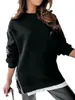 Sweats à capuche pour femmes Rteyno Femmes Faux 2 pièces Sweat-shirt ample Couleur unie Manches longues Crewneck Pull Tops Side Zippé Surdimensionné