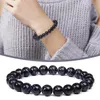 Link Bracelets Men And Women Simple Style 8mm Black Turpine Bracelet Frosted Hand Stone Beaded Temperament With Finished W4O9