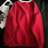 Autumn and Winter 23 Years MIUMIU Miao 23SS Red Patch Contrast Round Neck Plush Sweater Women's Pullover