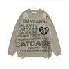 Men's Sweaters Hip Hop Vintage Letter Tassel Loose Couple Street Knitted Oversized Sweater Women Pullover Korean Fashion Y2k Clothes