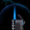 Windproof Butane No Gas Lighter Creative Metal Straight Into Cigar Special Cigarette Blue Flame Outdoor