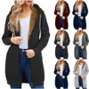 Vestes à capuche longues pour femmes, tunique à manches d'hiver, polaire décontractée, manteau zippé, sweat-shirts doux, manteaux chauds