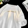 Мужские футболки TFETTERS 2023 Лето Мужские с вышивкой букв Свободный круглый воротник Однотонная футболка Корейская мода Уличная одежда Мужская одежда
