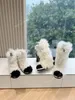 Alphabet Snow boots Fluffy Ankle Boots Designer Winter Fur Letter Wool Booties Lace-Up Shoe Classic White Snow Boot Luxury Motorcycle Chelsea Booties Leisure Shoe