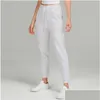 Yoga Outfit LL Pantalon en molleton de coton mélangé High Rise Jogger avec poche classique Dcord Pantalon de survêtement Casual Confort Joggers FL Longueur Femmes Dhn3O