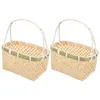 Servis uppsättningar 2 datorer Vase Portable Fruit Basket Child Kid Snack Container Woven Bamboo Weaving Fruits Storage