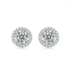 Fina smycken Sterling Silver Round Cut Diamond Earrings White Gold Color Moissanite Stud för kvinnor