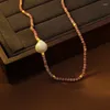 Ожерелья с подвесками из розового натурального камня, ожерелье из бисера с женственным стилем, нежная жемчужная цепочка на ключицу, ювелирные изделия для женщин