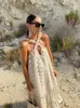 Abiti casual WeiYao Summer Holiday Style Donna Matrimonio Maxi increspato senza maniche Abito da spiaggia sexy Abito lungo da festa Abiti 2023