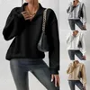 Women's Hoodies Women Sweatshirt Cozy Zipper For Thick Warm Pullover With Turn-down Collar Long Sleeve Mid Length Lady Fall