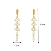 Baumeln Ohrringe 1 Paar Elegante Wasser Tropfen Schmetterling Blatt Quaste Zirkon Frauen Luxus Temperament Engagement Party Schmuck