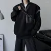メンズベストHouzhou Fleece Vest JacketMen Korean Black Leather Velvet Patchwork Fur Coate