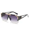 Модные роскошные брендовые квадратные солнцезащитные очки большого размера для мужчин и женщин, винтажные металлические солнцезащитные очки в большой оправе с одной линзой, UV400 230920