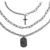 Ожерелья с подвесками U-Magical Punk Личность 3-слойное ожерелье с крестом-монетой для женщин Сплав унисекс Связанная цепочка Модные женские украшения