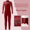 Stage Wear Kids Girls Gymnastics Yoga Ballet Dance Leotard Solid Color Long Sleeve Backless Crystal Bodysuit Jumpsuit For Figure Skating