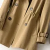 Women's Trench Coats Khaki Średnia długość podwójnie piersi Kobiet Klasyczne wiatrówki swobodne sznurka Gabardina Streetwear Abrigos