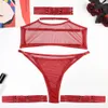 Set di lingerie sexy Intimo da donna Reggiseno senza spalline in pizzo trasparente Camicia da notte Set di slip erotici Intimi Costumi porno