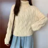 Frauen Pullover Rollkragen Herbst Winter Stricken Pullover Frauen Chic TexturedFashion Koreanische Weibliche Lose Alle-spiel Reine Retro Warme