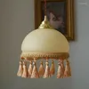 Lampade a sospensione Lampada a nappa in stile medievale Camera da letto Comodino Decorativo Creativo Retro Vetro Ottone Piccolo