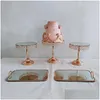 Other Bakeware Tools 5Pcs/Lot Gold Crystal Metal Cake Stand Set Acrylic Mirror Cupcake Drop Delivery Home Garden Kitchen Dining Bar Dhmpf