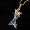 Pendant Necklaces Islam Sword Necklace Allajihad Jihad Sign Damascus Knife