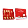 4pcs/set Christmas Coffee Spoons Stainless Steel Snowman Star Dessert Spoons Teaspoons Cutlery Spoon Christmas Gift with Box