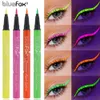 Ögonskugga/foderkombination 6 färger Fluorescerande UV Glöd Lysande flytande eyeliner långvarig Halloween -smink 231207