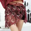 Scene Wear Women Tassel Belly Dancing midja Scarf Teardrop Exotic Dancewear Hip Wrap Bellydance Costume Luxory Dance kjol