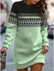 カジュアルドレス格子縞のプリントスウェットシャツドレス女性秋のファッション冬のオフィスの女性のための長袖ゆるいローブ