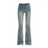 Женские джинсы с высокой талией, свободные и тонкие брюки, женские эластичные прямые джинсовые брюки-клеш для женщин