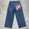 Jeans pour hommes JNCO Y2K Harajuku Hip Hop Poker Graphique Rétro Bleu Baggy Denim Pantalon Hommes Femmes Gothique Taille Haute Pantalon Large Winter01 435