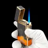 Cigar Lighter Single Torch Jet Flame Refillable Butane No Gas Flintstones with Punch Accessories for Gift Box