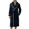 Men's Sleepwear Winter Pajamas Super Soft With Highly Absorbent Solid Color Pocket Design Couple Bathrobe Cozy Home