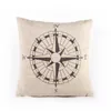 Pillow Thick Linen Cover For Sofa Pillowcase Sailing Boat/compass/Steering Wheel/anchorAntartica/Life Buoy