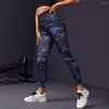 Kvinnors leggings hög midja blå kamouflage skjuter upp svarta leggins sport kvinnor fitness springande gym byxor energi