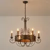Kroonluchters Amerikaanse vintage ijzeren kaarsenhouder Verlichting Franse Villa Designer Eetkamerlamp Living Hanger