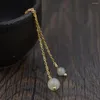 Boucles d'oreilles FNJ longues pampilles perle 925 argent pur Original S925 Sterling boucle d'oreille pour femmes bijoux couleur or Jade
