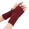 Knäskydd kvinnor långa fingerlösa handskar fast färg ull stickad arm varmare hylsa mjuk varm finger elastiska vantar guantes