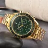 omg Relojes de pulsera de acero inoxidable Seis agujas Hombres Función completa Relojes para hombre Todo el dial Trabajo Reloj de cuarzo Moda Reloj de cristal de zafiro Cronógrafo multifunción