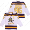 The Mighty Ducks Jersey 96 Charlie Conway 33 Greg Goldberg 99 Adam Banks 66 Gordon Bombay 44 Fulton Reed 21 Dean Portman Movie Ice Hockey Je