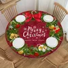 Disposable Table Covers Merry Christmas Truck Fitted Round Tablecloth Snowman Snowflakes Table Covers Elastic Edge Table Clothes for Dining Table Party 231206