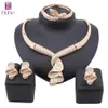 Wedding Jewelry Sets African Beads set Women Gold Colorful Crystal Party Necklace Bangle Earring Ring Italian Set 231207